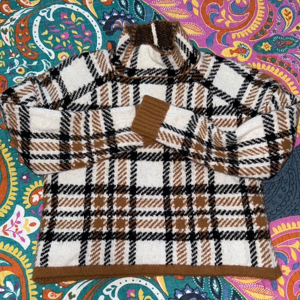 No Boundaries Brown and White Sweater